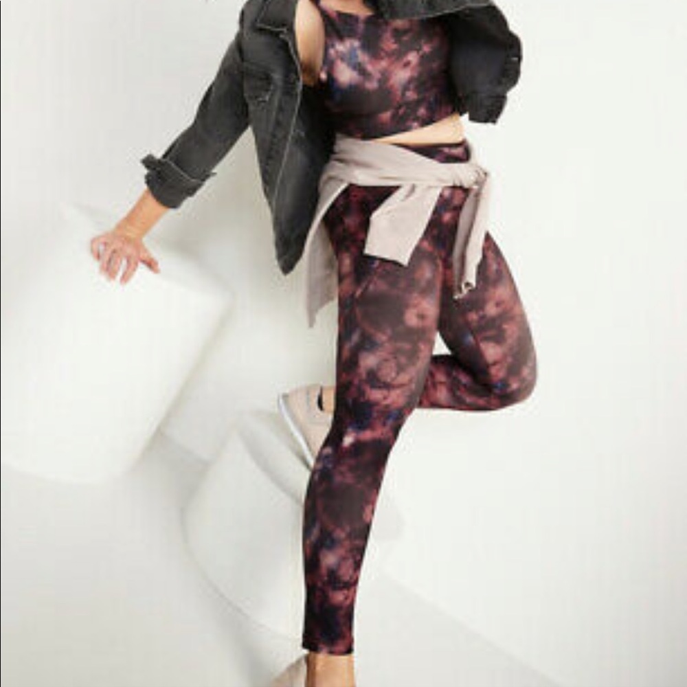 High-Waisted PowerSoft 7/8 Leggings Red tie-dye large